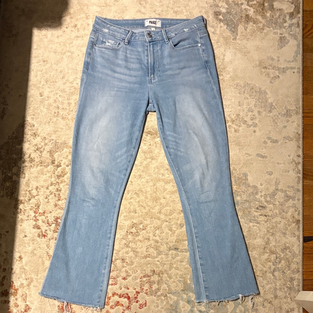 PAIGE Light Blue Colette Crop flare Leg Jeans